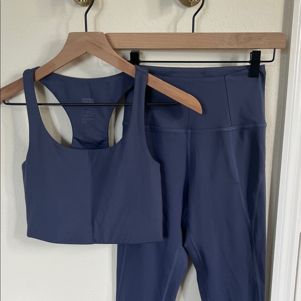 indigo blue girlfriend collective active wear set